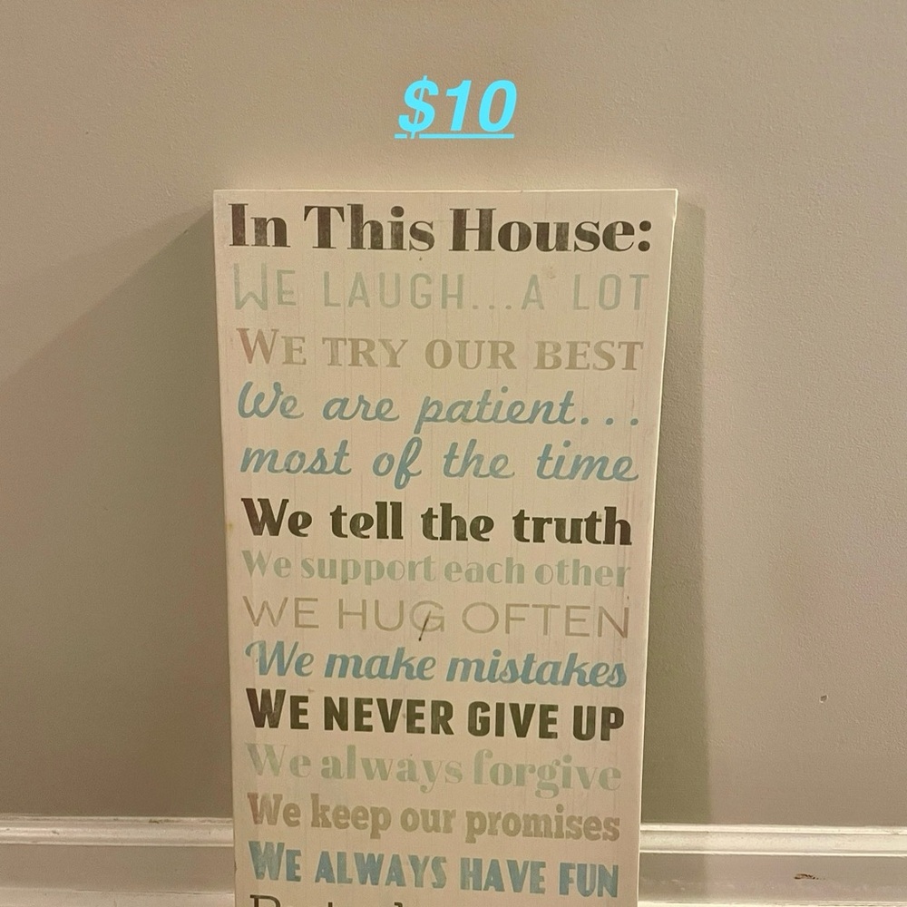 Inspirational Home Wall Decor Sign - White and Blue